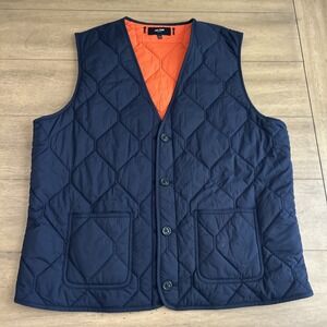 Jack Spade Quilted 3-in-1 Button Out Vest Sz L Navy/orange MINT